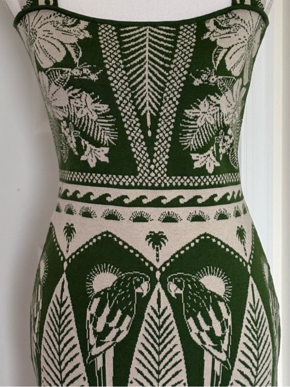 FARM Rio Green and Cream Macaw Knit Midi Dress - Picture 5 of 7